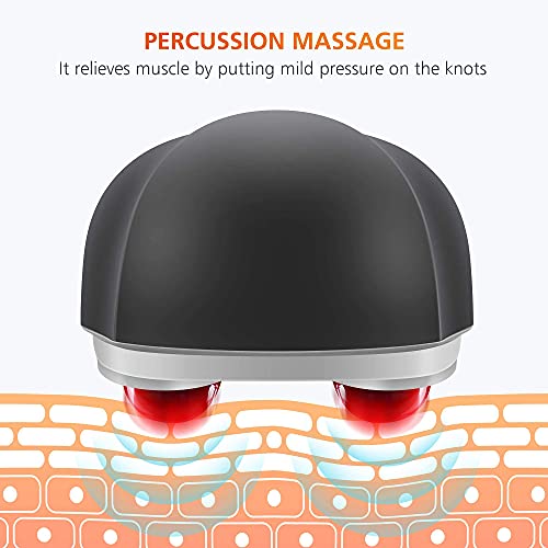Snailax Cordless Handheld Back Massager with Heat,Deep Tissue Percussion Massager, 3 Sets of Dual Pivoting Heads,Rechargeable Hand Held Massager for Neck,Back Shoulder,Calf,Legs, Gifts for Women Men