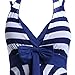 BIKMAN Navy Blue White Stripes Swim Dress Swimwear One Piece Swimsuit (12-14)