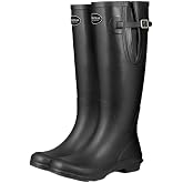 TerraTrax Women's Tall Rain Boots, Waterproof Rubber Knee High Garden Boots | Wide calf fit, slip-resistant rubber sole. Waterproof for gardening, fishing, yard work &amp; muddy days.