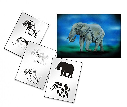 UMR-Design AS-155 elephant Airbrushstencil Step by Step Size L