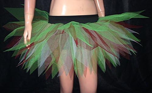 Red Green White 7 Layer Pointed Stripe 3 Tone Tutu Skirt Christmas Fancy Costumes
