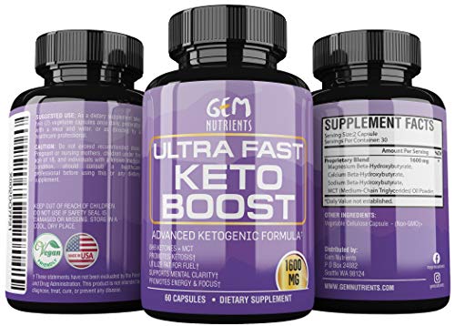 Ultra Fast Pure Keto Pills Boost 1600mg - Advanced Clinically researched Pure BHB Salts (beta hydroxybutyrate) with MCT Oil Keto Diet Pills - Best Insta Keto Supplement - 60 Capsules; 30 Day Supply Ultra Fast Pure Keto Pills Boost 1600mg - Advanced Clinically researched Pure BHB Salts (beta hydroxybutyrate) with MCT Oil Keto Diet Pills - Best Insta Keto Supplement - 60 Capsules; 30 Day Supply