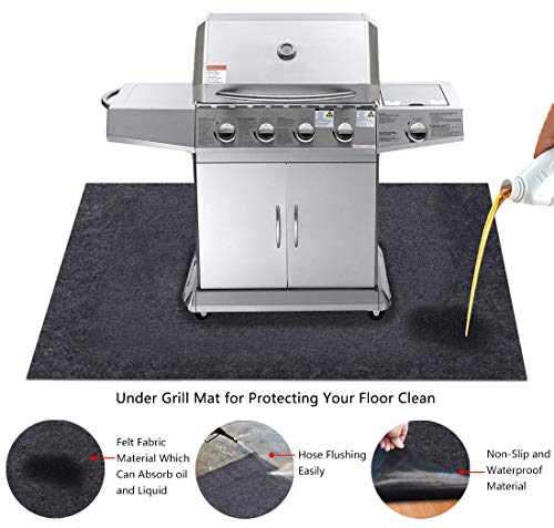 KALASONEER Under The Grill Mat,Absorbent Fabric Material,Washable,Reusable,Anti-Slip and Waterproof Backing,Protection for Decks and Patios from Grease Splatter and Other Messes (36inches x 60inches)