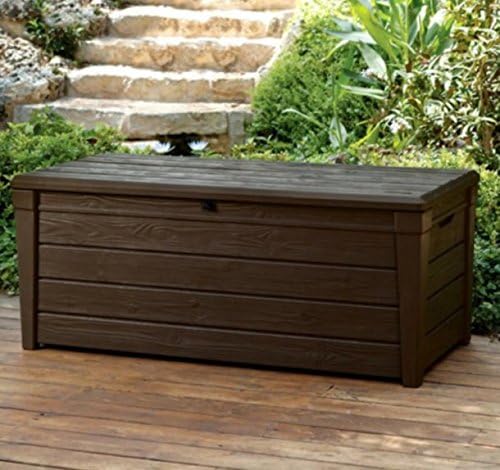 Home Storage Solutions, Resin Wicker Deck Box, Garden Tools Organizer, 120 Gallon,Versatile, Attractive, Color Brown