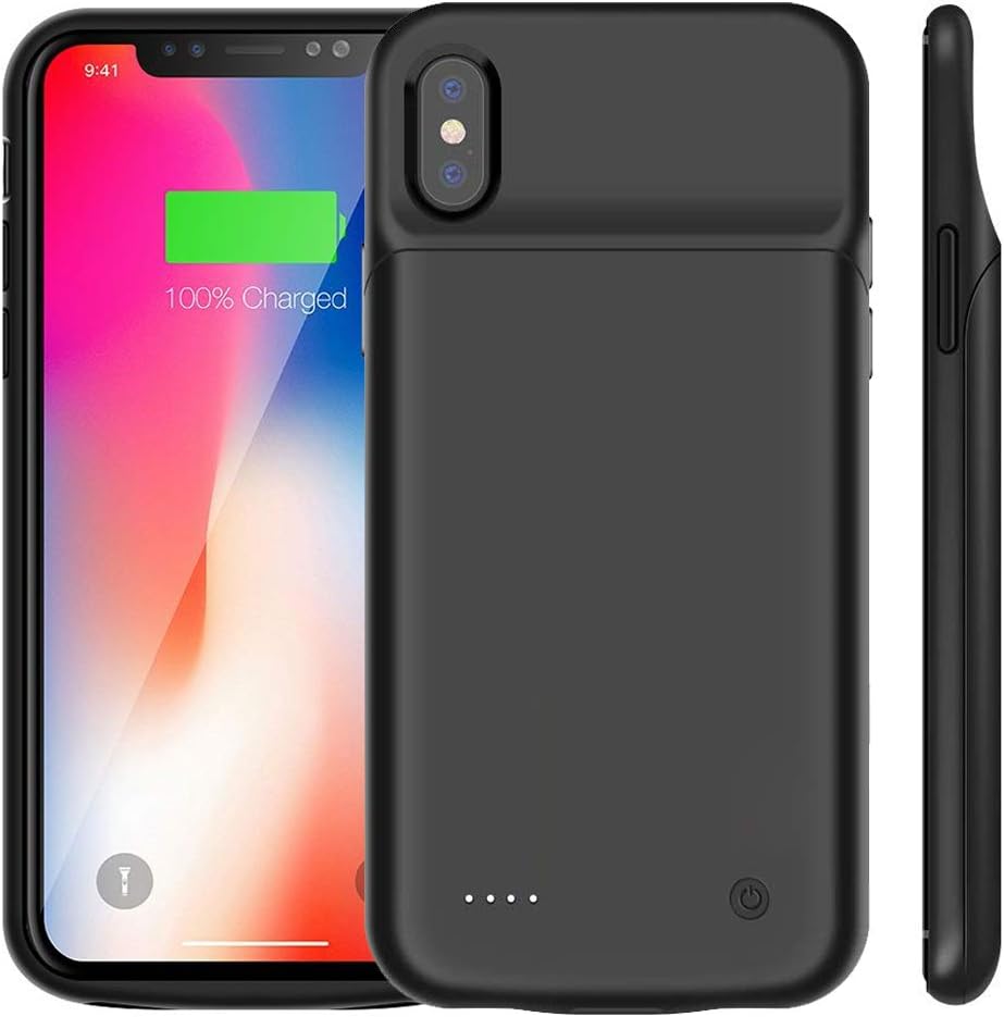 Yicente 5000mAh Battery Case For iPhone X/Xs Portable Charger Case External Backup Battery Pack Rechargeable Power Bank Case Extended Battery Charging Case For iPhone X/Xs Support Wired Headphone