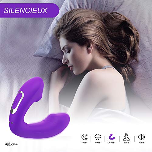 CoralKiss Masseur Électrique, Masseur Portable, Recharge par Connexion USB, Silicone Médical, Violet