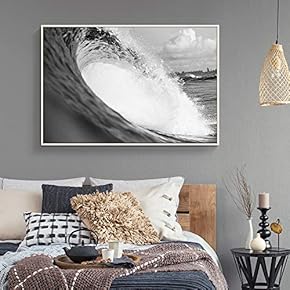 Floating Framed Canvas Wall Art for Living Room, Bedroom Black and White Water Canvas Prints for Home Decoration Ready to Hang - 16x24 inches