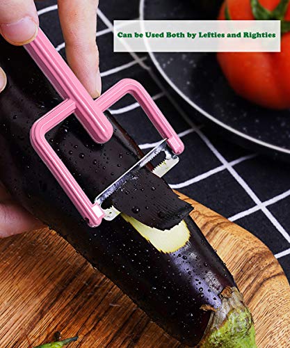 Potato Peelers for Kitchen, Unstoppable Ultra Sharp Stainless Steel Blade Zinc Alloy Vegetable Peeler for Veggie, Citrus, Fruit Skin, Carrot and Tomato(Pink)