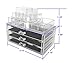 Sodynee Acrylic Makeup Organizer Cosmetic Organizer Jewelry and Cosmetic Storage Display Boxes Two Pieces Set(3 Drawer Makeup Storage + Lipstick Liner Brush Holder)