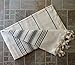 Dandelion - Ivory Basic Pattern - 100% Naturally-Dyed Cotton Turkish Towel Peshtemal - 71x39 Inches - Black