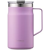 LocknLock Metro Mug Premium 18/8 Stainless Steel Double Wall Insulated with Handle Perfect for table with Lid, Lavender, 20 oz