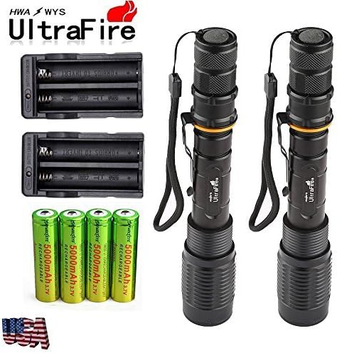 2 Sets 8000 Lumens 5Modes Ultrafire SWAT XML T6 LED Flashlight 18650+Charger USA