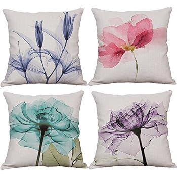 pillow 4 of covers set amazon YeeJu 4 Pillow Throw Amazon.com: of Plant Covers Set