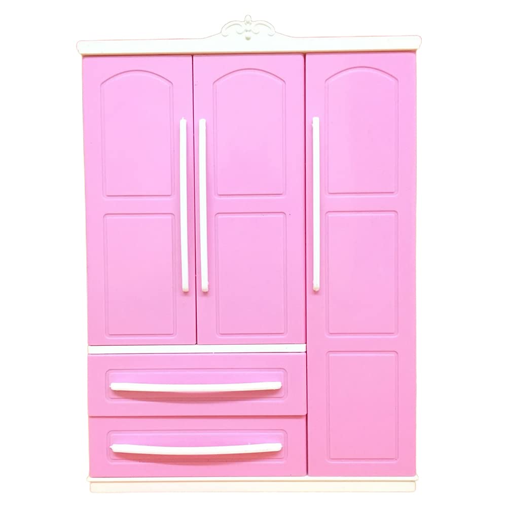 Photo 1 of Miniature Dollhouse Cabinet, Doll Closet Clothing Organizer Wardrobe with Storage for Dolls Clothes and Jewelry