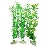 CNZ 3-piece Aquarium Plastic Artificial Plants, 9.8-inch Tall