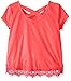 My Michelle Girls' Big Short Sleeve Knit Top with Crossover Back and Lace Hemline Detail