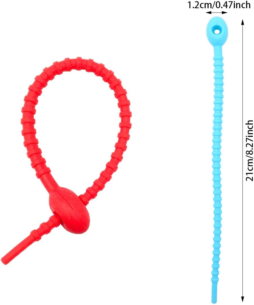 AYWFEY 21 Pcs Colorful Silicone Cable Ties, 8.26 Inch Reusable Zip Ties for Cord&Cable, Multi Purpose Rubber Ties - Image 3