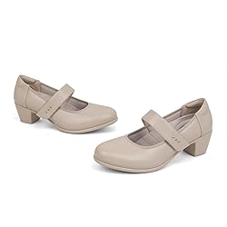 VJH confort Women's Mary Jane Pumps Low Block