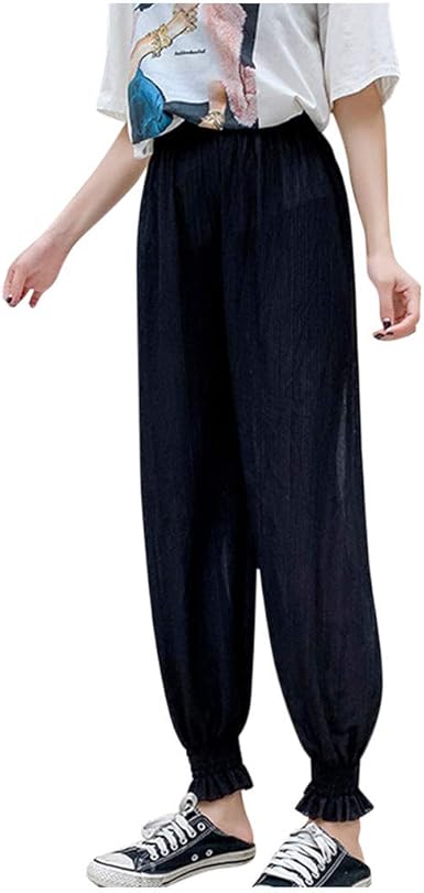 Gahrchian Women Bloom Pants Winter Plaid Slacks Casual Lounge