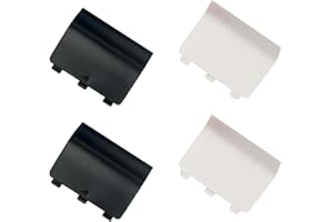 4 PCS Battery Cover for Xbox One Controller, Replacement Battery Back Door Lid for Xbox Core, Back Shell Covers(Black White)