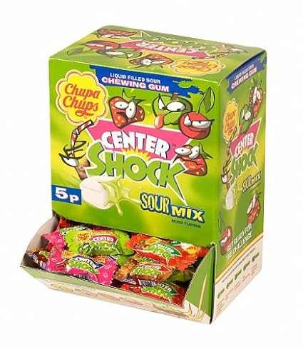 Amazon Com Centre Shock Sour Chewing Gum By Chupa Chups Box Of 200 Grocery Gourmet Food