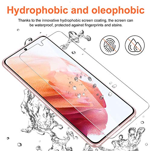 GEEMAI Verre Trempé Compatible avec Samsung Galaxy S21, 3 Pièces Verre Trempé et 2 Pièces Caméra Arrière Protecteur,Haute Transparence sans Bulles Film Protection Écran.