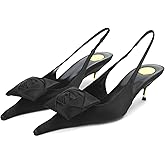 WFGJWR Slingback Kitten Heels for Women Floral Pointed Toe Heels Sexy Gold Low Heel Ankle Strap Pumps Evening Dressy Party Work Shoes