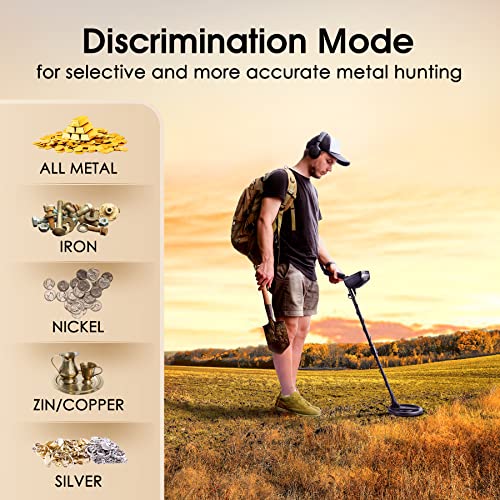 Metal Detector - Professional Metal Detector with LED Flash Indicators, Adjustable Waterproof Detectors (35- 45 inch) with Folding Shovel & Carrying Bag Audio Prompt Gold Metal Detector