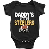 YCICIVDee Baby Boy Girl Bodysuit Daddy's Little Steelers Fan Black Short Sleeve Newborn Organic Bodysuit