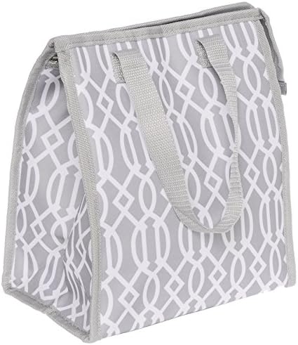 Travel Trends Fashion Print Insulated Portable Zipper Lunch Bag Grey Print