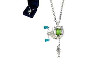 Mini Fishing Reel Necklace, Fishing Reel Necklace with Rotatable Handle and Precision, Necklace for Fishermen, Family Member