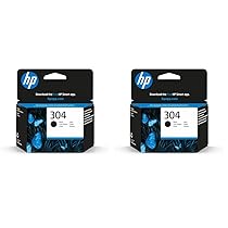 HP 304 Nero, N9K06AE, Cartuccia Originale da 120 Pagine, Compatibile con Stampanti DeskJet 2620, 2630, 3720, 3730, 3750 e 3760, Envy 5010, 5020 e 5030 (Confezione da 2)