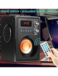 TAMPROAD Altavoz Bluetooth inalámbrico portátil Subwoofer de 20 W Subwoofer de graves pesados ??Estéreos inalámbricos para interiores y exteriores Soporte para control remoto Radio FM Tarjeta TF Pantalla LCD para PC de teléfono inteligente para fiestas en
