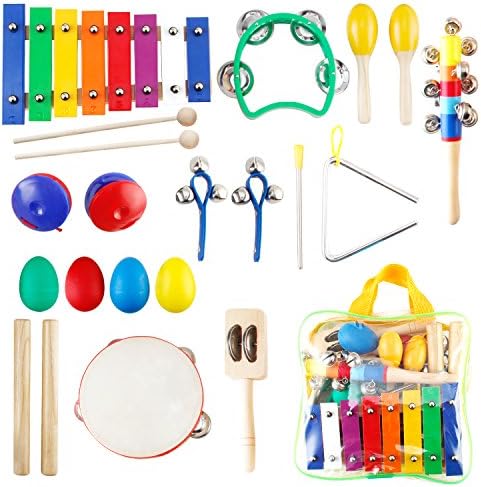Toddler Toys Kids Musical Instruments, Kictero Wooden Baby Toys Percussion Set Rhythm Band Instruments Preschool Educational Musical Learning Toys for Girls and Boys