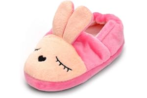 Enteer Baby Girls Cute Cartoon Warm House Slippers with Non-Slip Rubber Sole