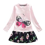NOVA Kids Girls Cotton Long Sleeve Above Knee Dresses Pink H5460 5-6 Years