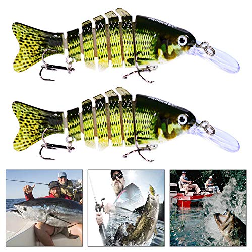 Tzutogether 5 Pièces Leurres De Pêche, Leurres De Pêche En Mer Avec 2 Crochets Aigus Super Tranchants Réaliste Coule Lentement Kit De Pêche Pour Leurres De Brochet Jaune Doré Et Poisson De Mer