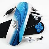 P-Rep Aqua Wave 30mm Graphic Complete Wooden Fingerboard w CNC Lathed Bearing Wheels