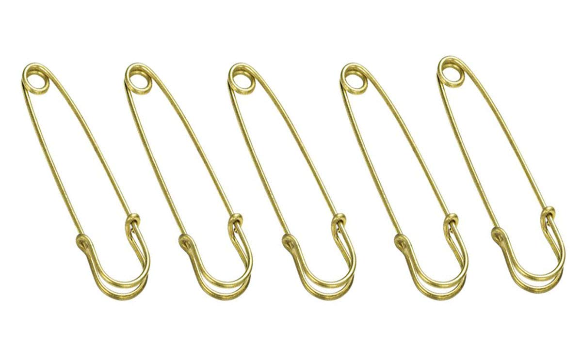 20PCS Heavy Duty Metal Safety Pins Strong Blanket Pins for Knitted Fabric Skirts Kilt Crafts (Gold, Length 3")