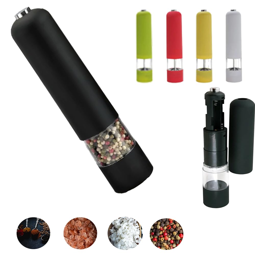 Photo 1 of HIsource Electric Salt and Pepper Grinder - One-Handed Battery Operated Kitchen Spice Grinder for Home, Best Electric Pepper Mill Grinder, TikTok Electric Salt and Pepper Shaker. (Black)