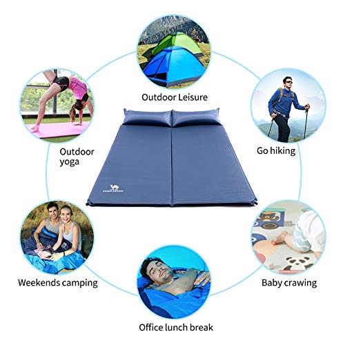 CAMELSPORTS-Lightweight-Double-Self-Inflating-Sleeping-Pad-with-Attached-Pillow-Great-for-2-Person-Camping-Hiking-BackpackingBeach