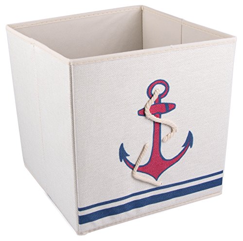 Red and blue mariner s anchor cross collapsible storage…