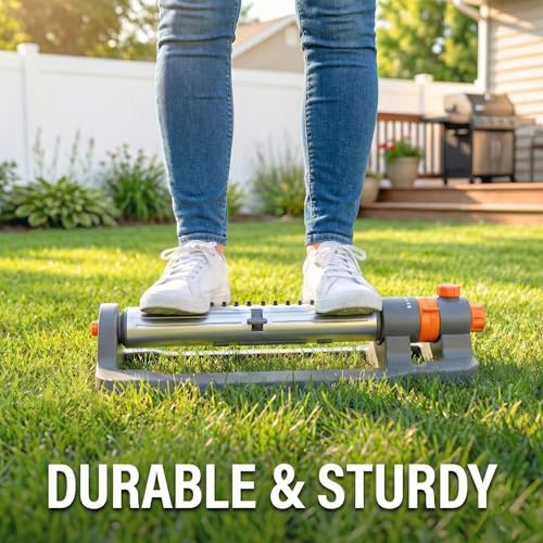 Lawn Sprinkler, Oscillating Sprinkler for Yard, 3-Way Adjustable with 18 Precision Nozzle for Garden, Small Areas, Garss, Outside Heavy Weight Base