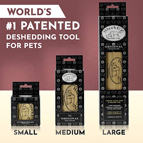 SleekEZ Original Deshedding Grooming Tool for Dogs, Cats & Horses Undercoat Brush for Short