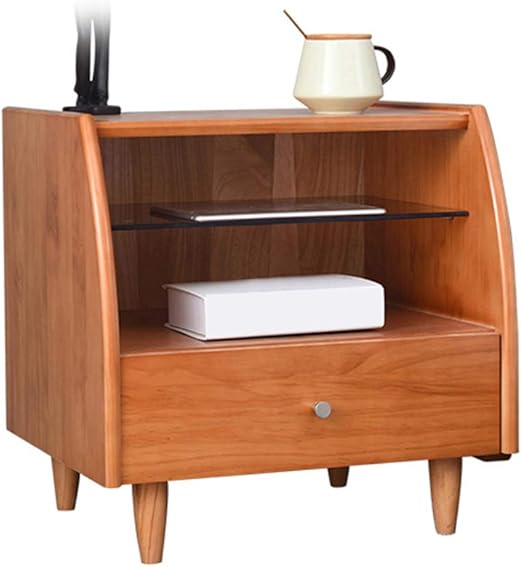 Amazon Com Zpee Solid Wood Storage Nightstand Simple Modern Chic Bedside Table Easy To Assemble Smooth Surface End Table Floor Standing Cabinet With Legs Storage Drawer Orange 45x40x49 8cm