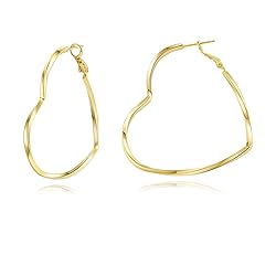 GLOQUAT 14K Gold Heart Hoop Earrings for Women