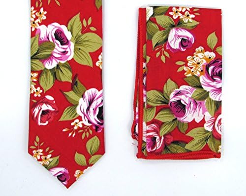Cotton Floral Tie SeT-(Red Floral)-120-D