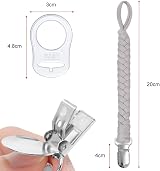 Aolso Dummy Clips Pacifier Chain 4pcs Grey White Purple Silicone Ring Adapter view 2