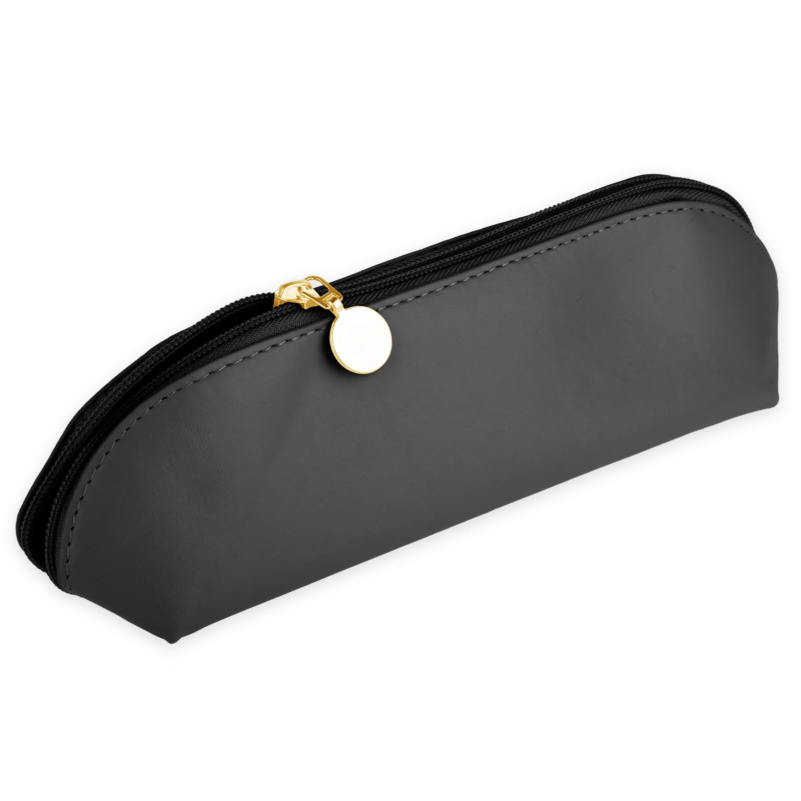 Cobee Large Travel Makeup Brush Holder, Portable PU Makeup Brush Organizer Zipper Anti Fall Out Tools Organizer Travel Case Cosmetic Pouch Bag for Travel Home Office (Black)