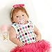 SanyDoll Reborn Baby Doll Soft Silicone 22inch 55cm Magnetic Lovely Lifelike Cute Lovely Baby Red Check Skirt